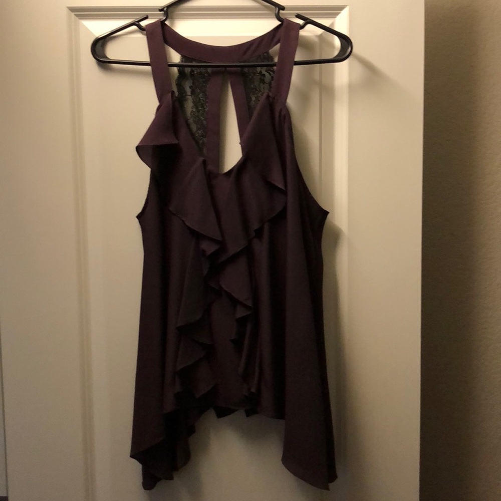 BCBG Top with open back lace detail